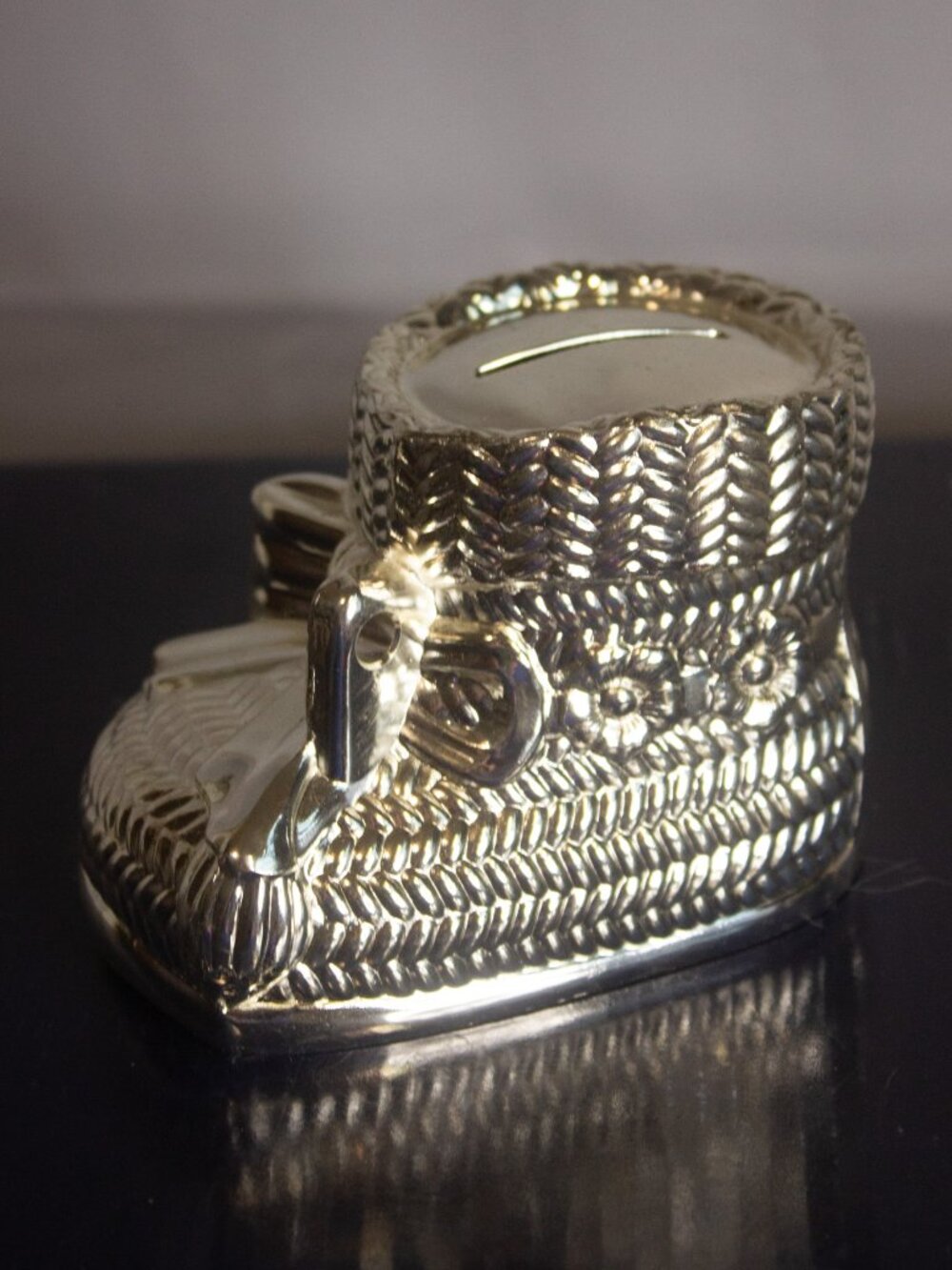 Leonard Vintage Baby Bootie Coin Bank Silver-Plated